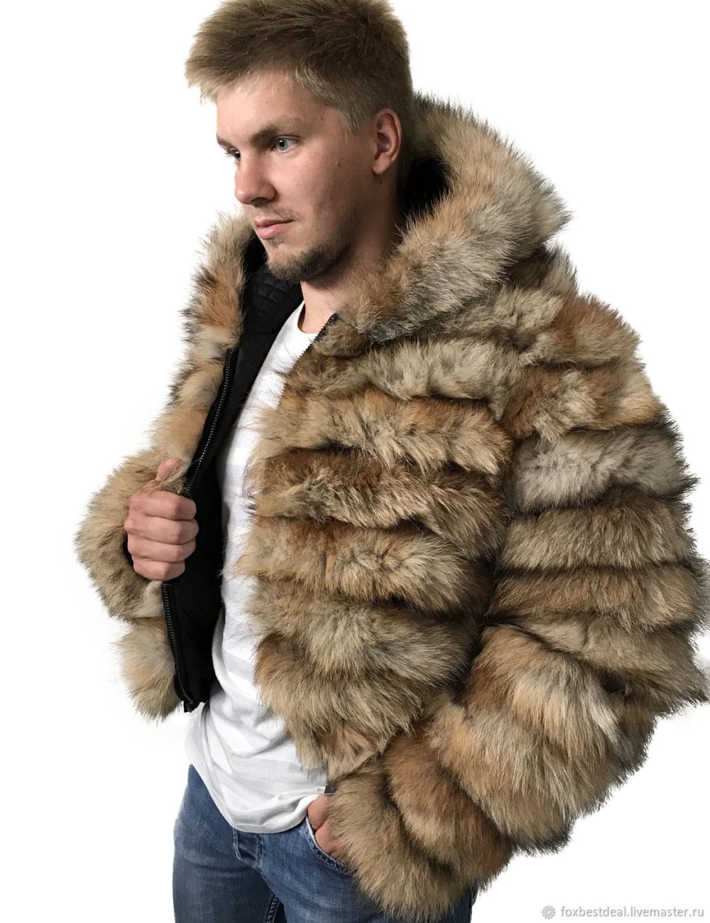 Мужская куртка с мехом волка Vericci