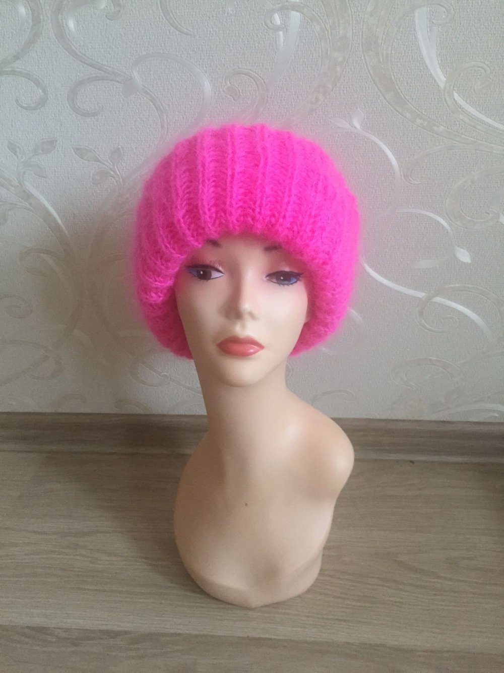 Шапка из КИД мохера спицами для женщин