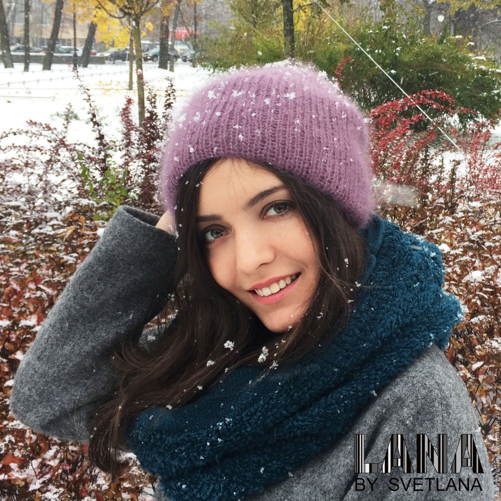 Шапка из мохера крючком