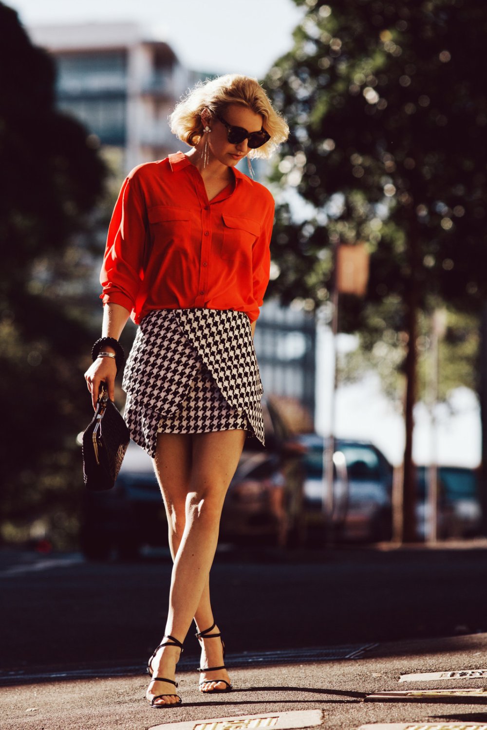 Юбки до колена гусиные лапки