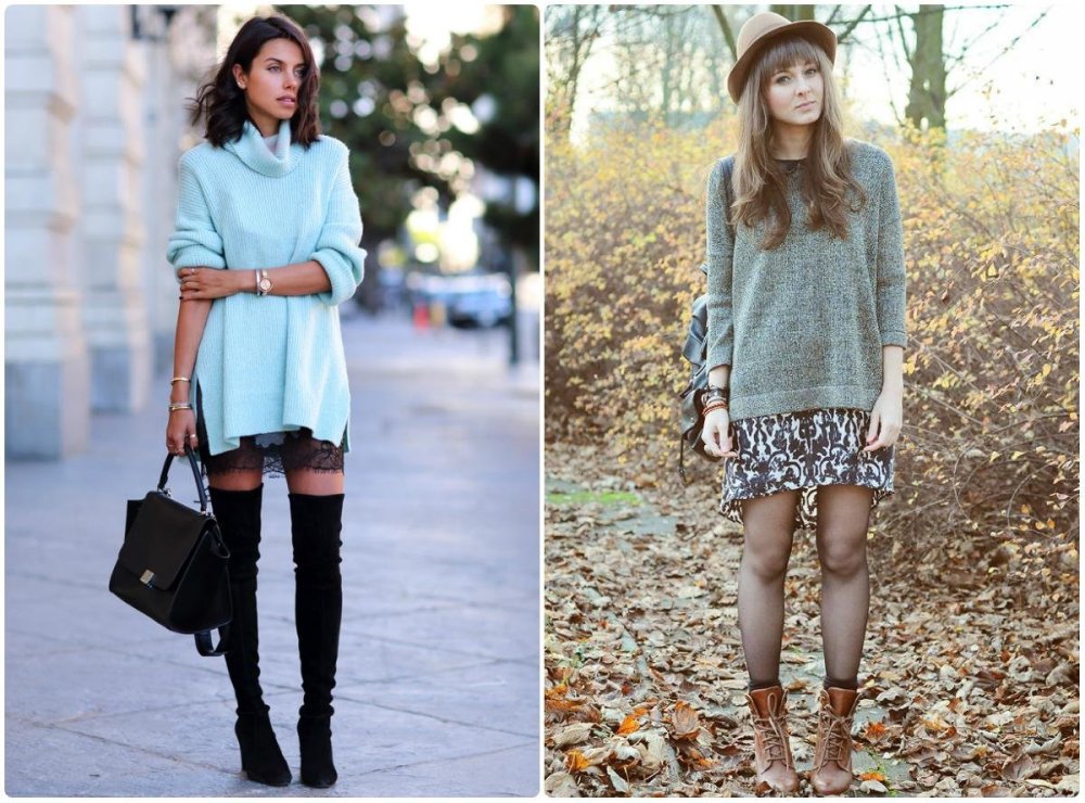 Объемный свитер с юбкой