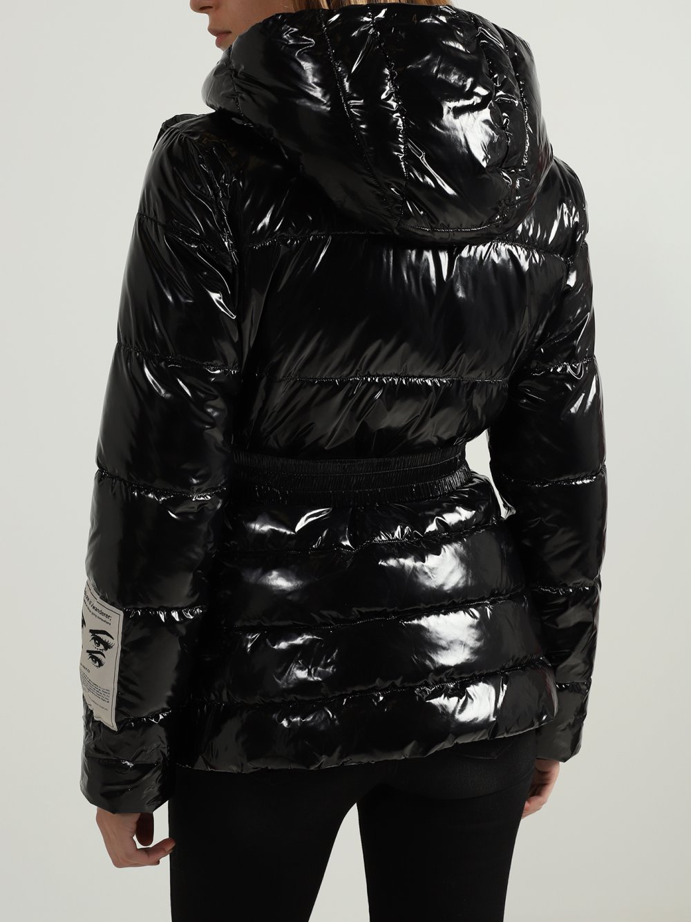 Пуховик Пинко черный с бахромой