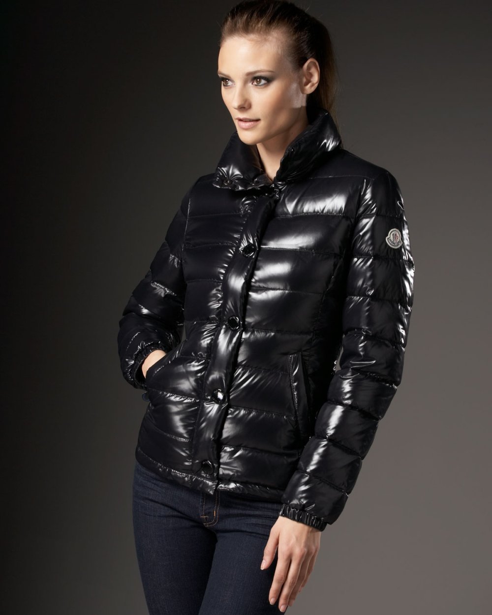 Синий пуховик женский зимний