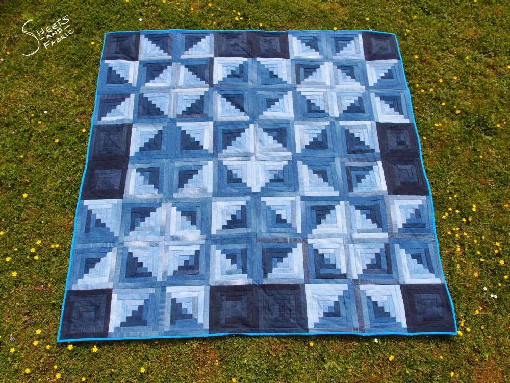 Покрывало из джинсовых лоскутков