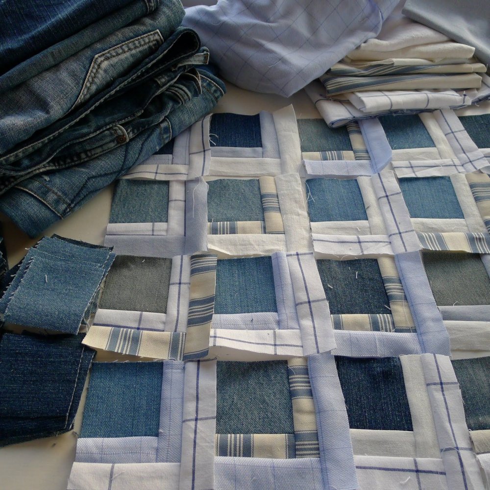 Лоскутное покрывало из джинсов