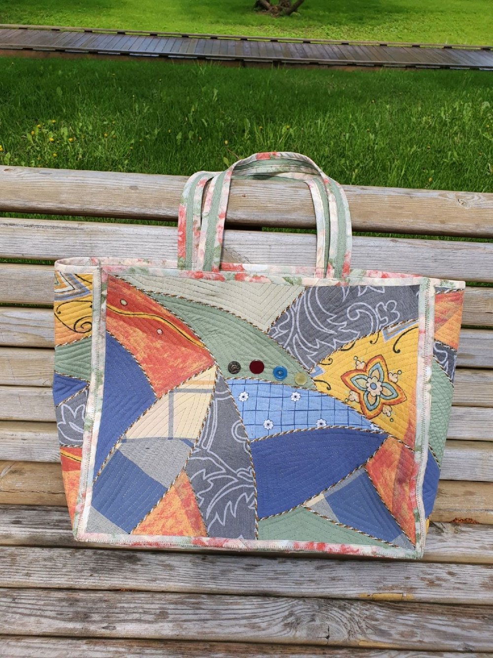 Сумка шоппер в технике пэчворк