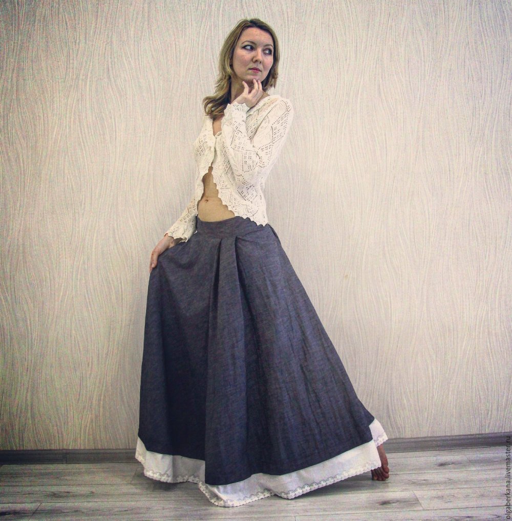 Юбка со складками на поясе