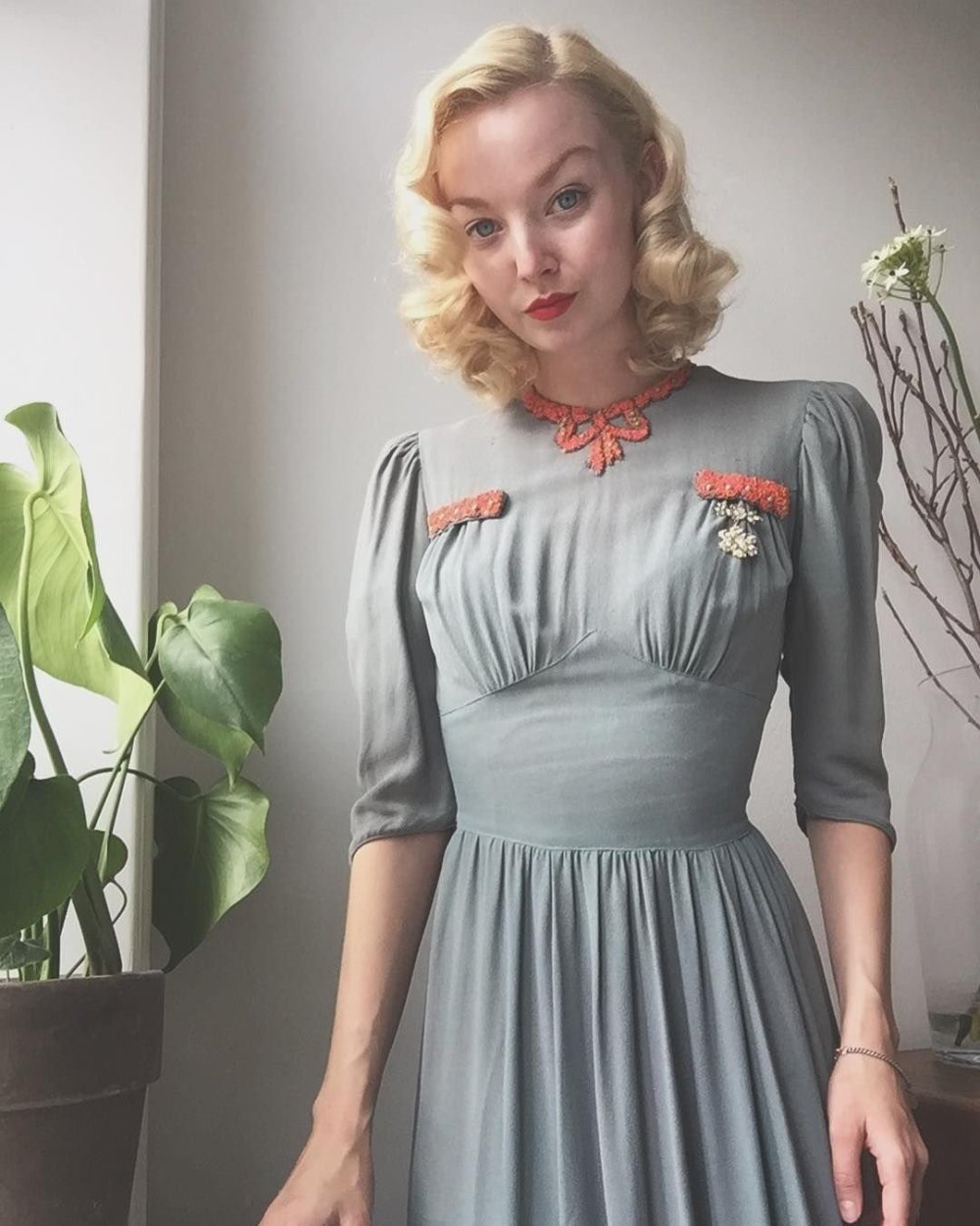 Винтажные платья голубые