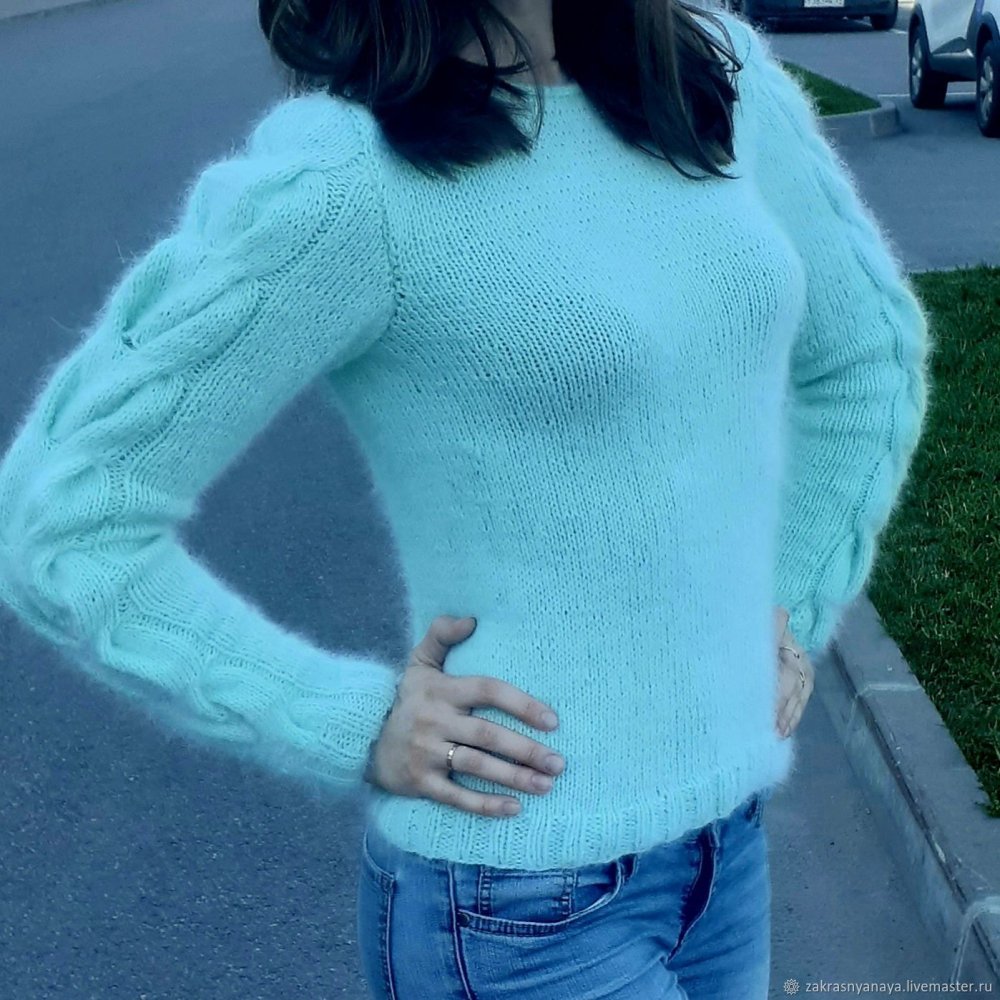 Свитер из пуха норки спицами