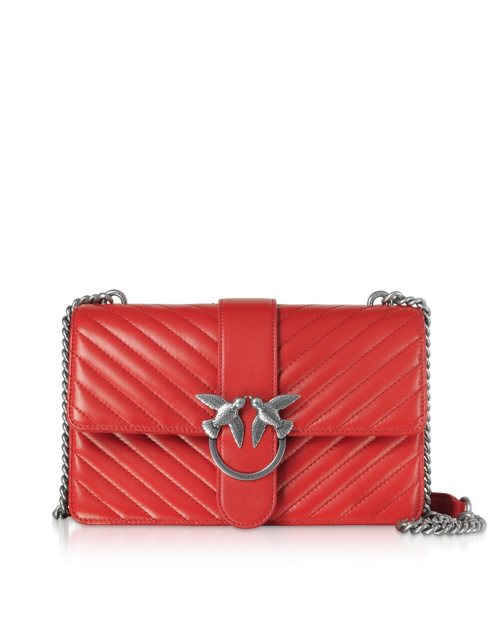 Pinko Chevron Bag Red White Silver