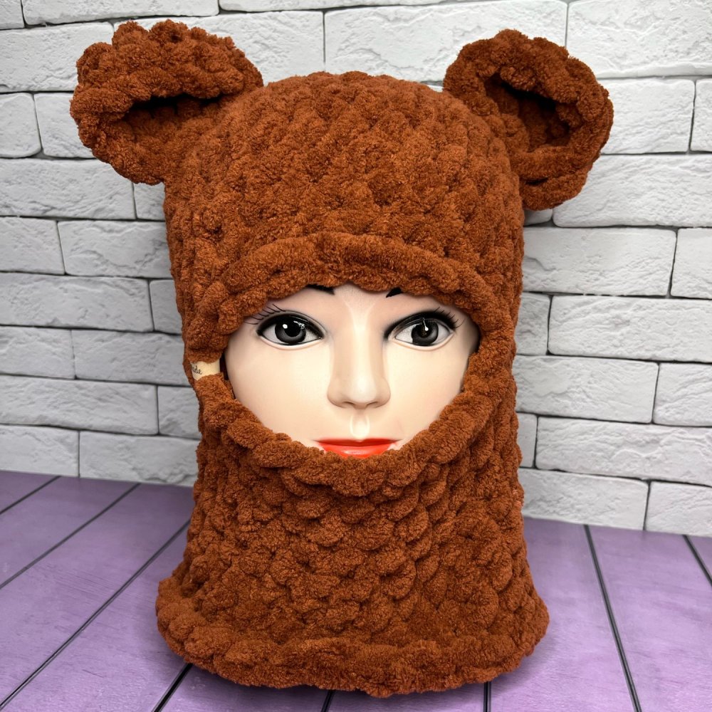 Балаклава с ушками вязаная