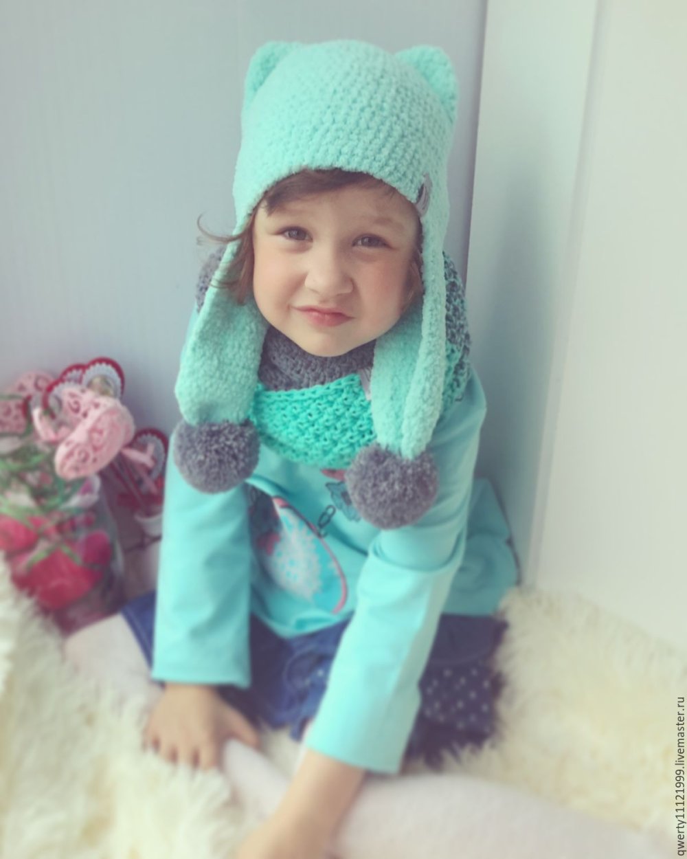 Шапка из плюшевой пряжи