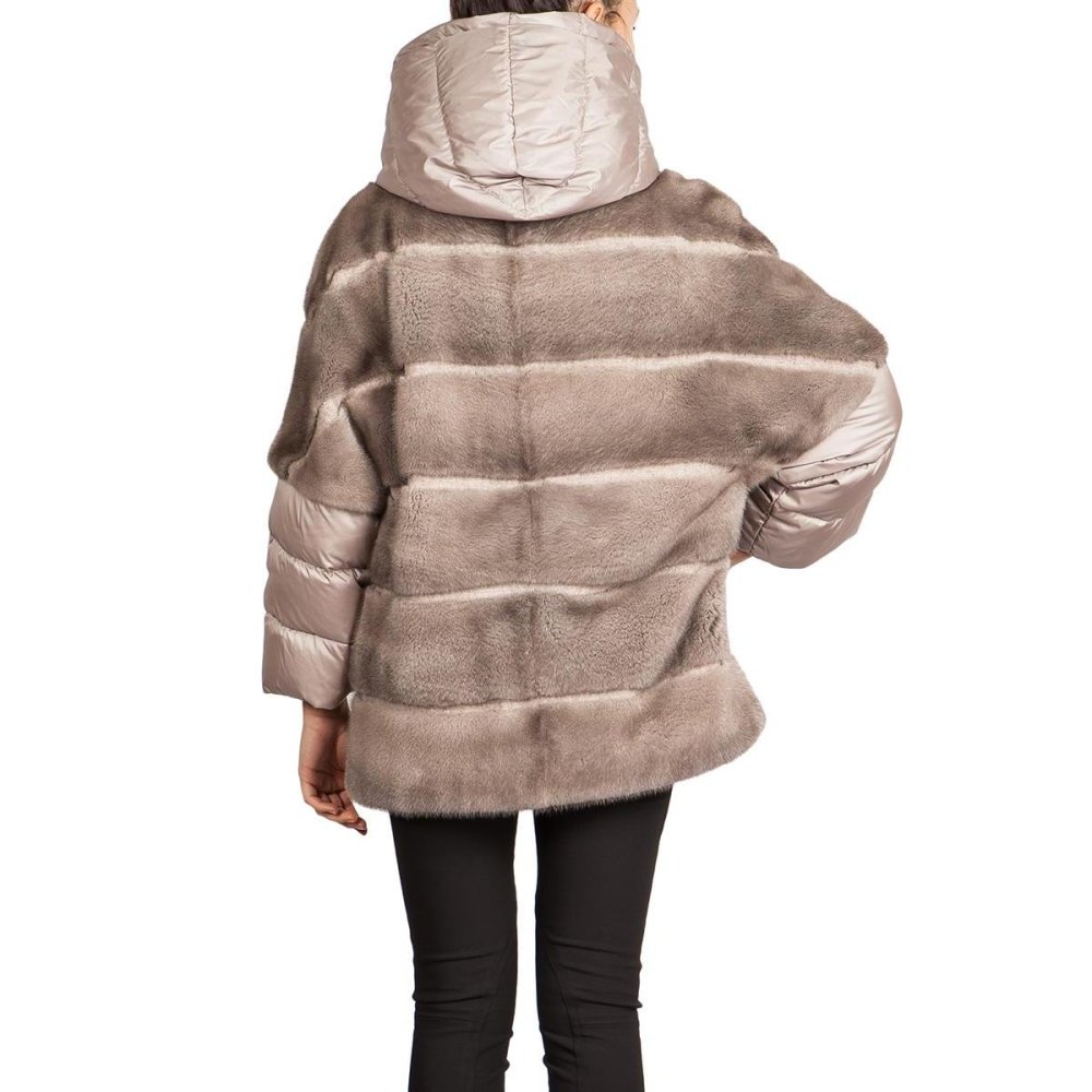 Кожаное меховое пальто женское