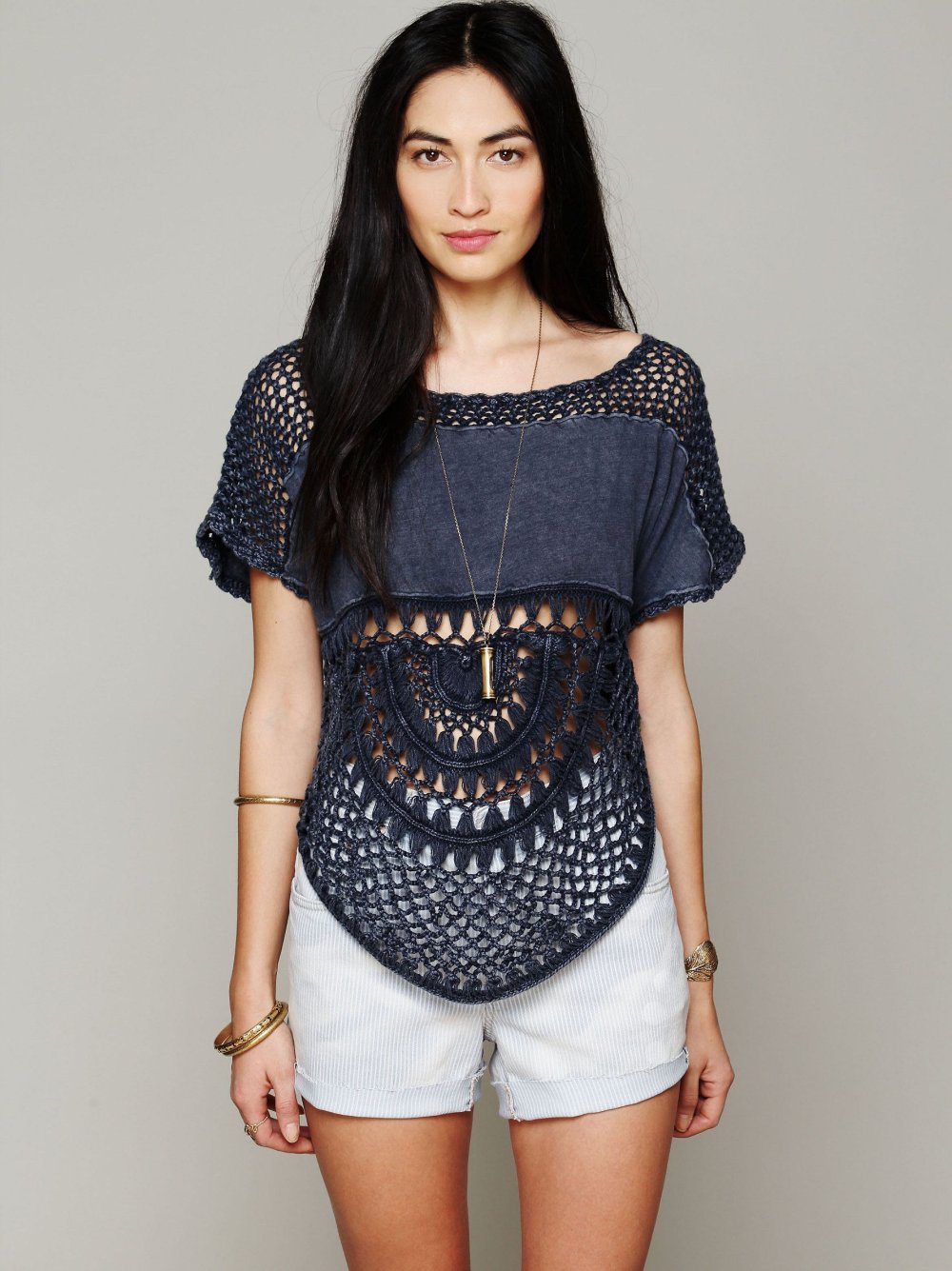 Трехцветная вязаная кофта