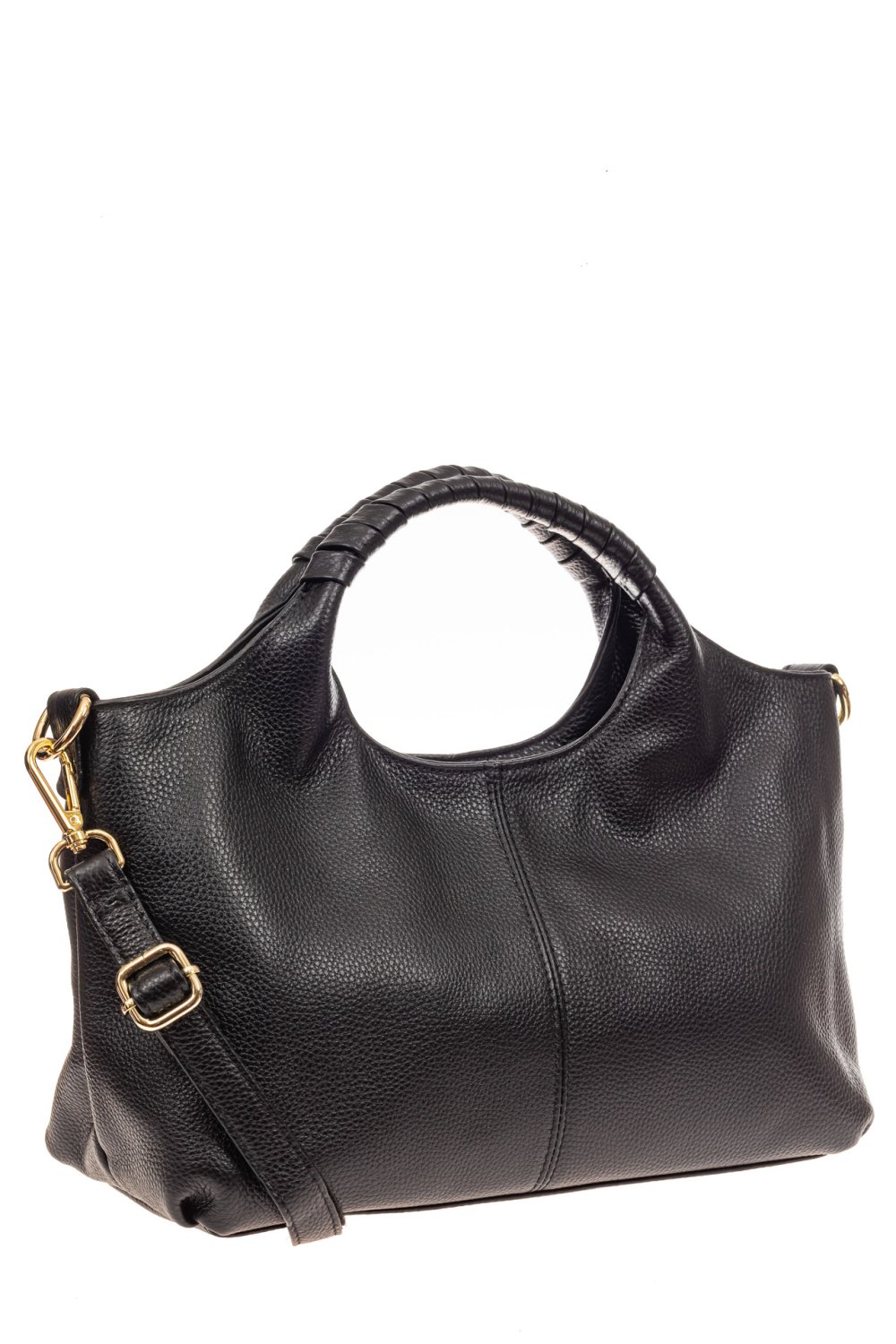 Мягкая женская сумка с короткой ручкой на кольцах