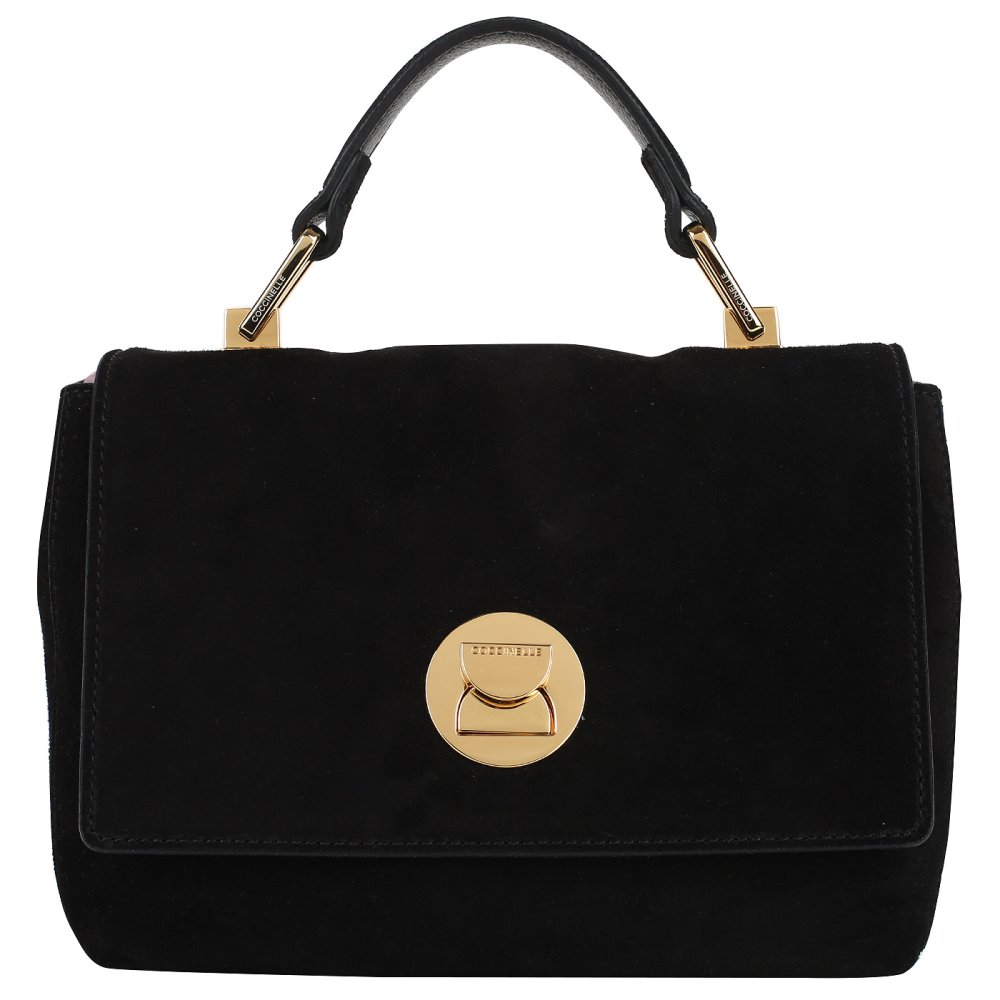 Черная кожаная сумка тоут с золотой фурнитурой