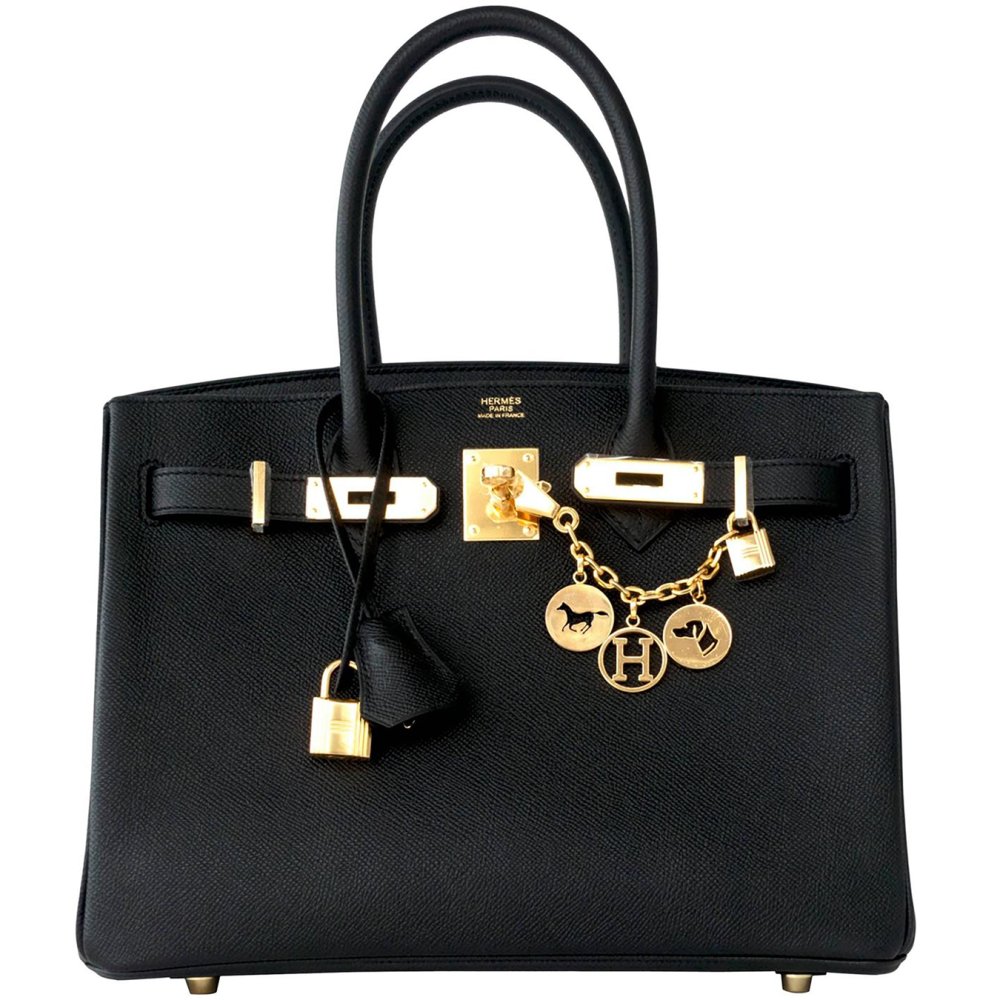 Hermes Birkin 35 черная с золотой фурнитурой