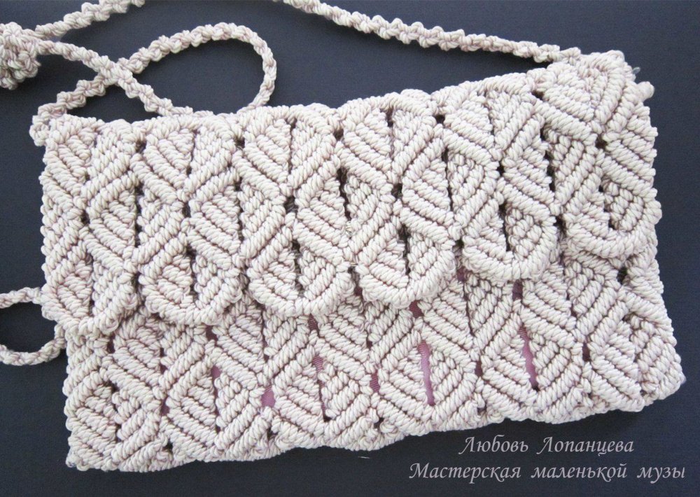 Сумка макраме репсовыми узлами