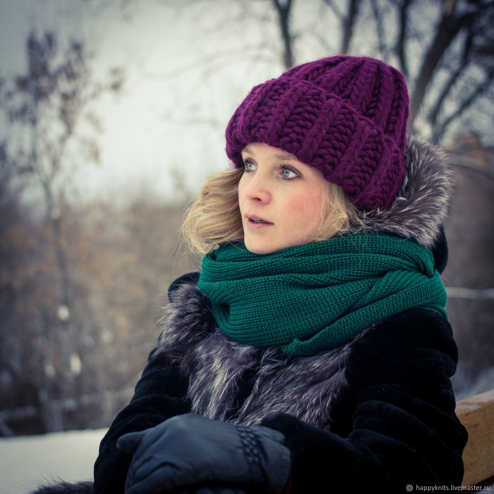 Шапка берет спицами