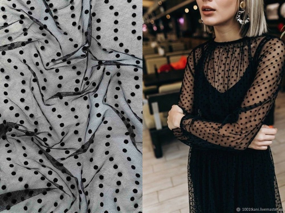 Платье из сетки в горошек