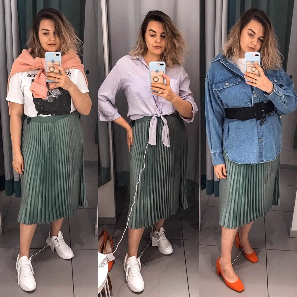 Плиссированная юбка с рубашкой