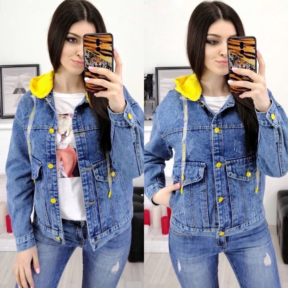 Джинсовка с капюшоном женская