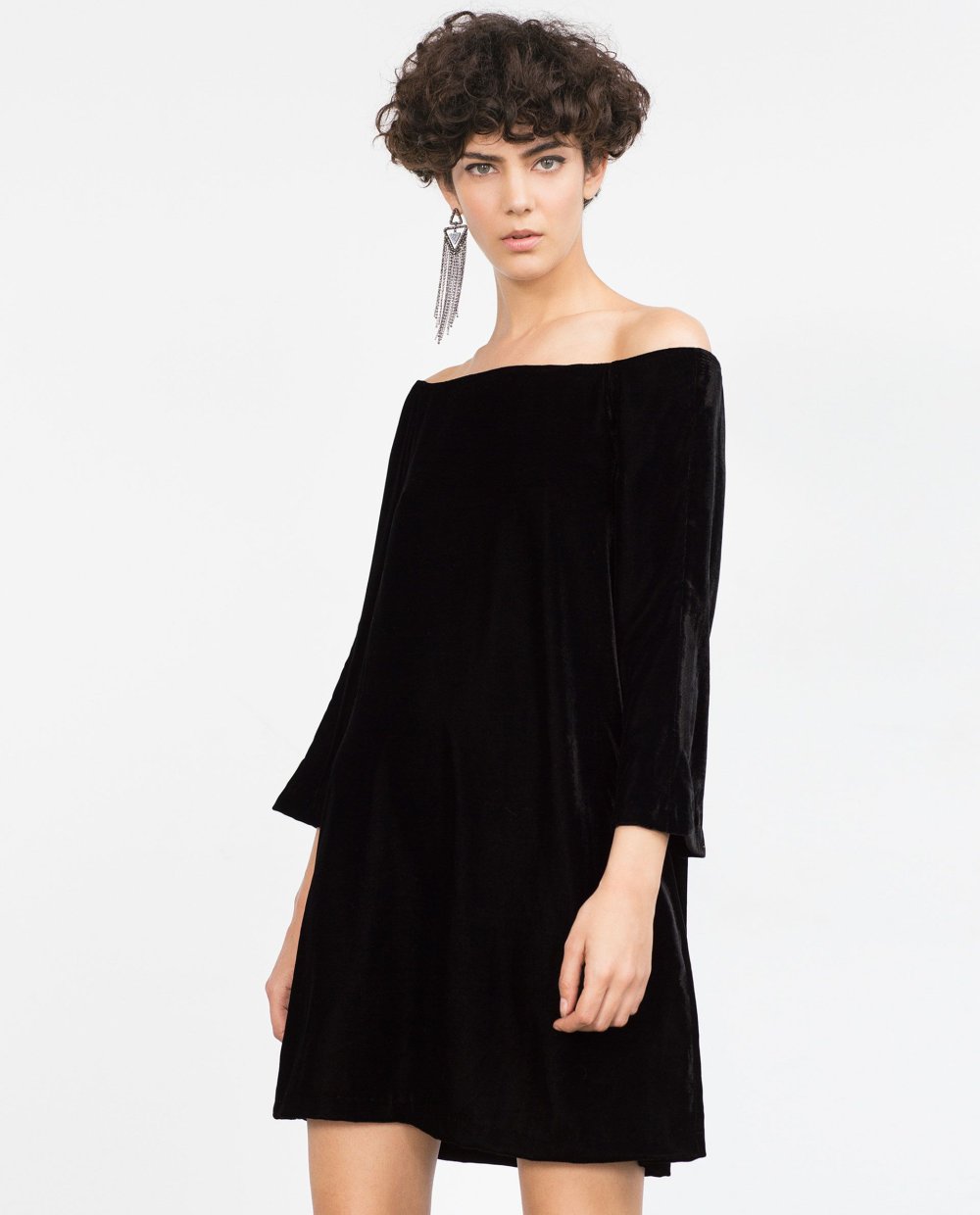 Платье Зара черное миди