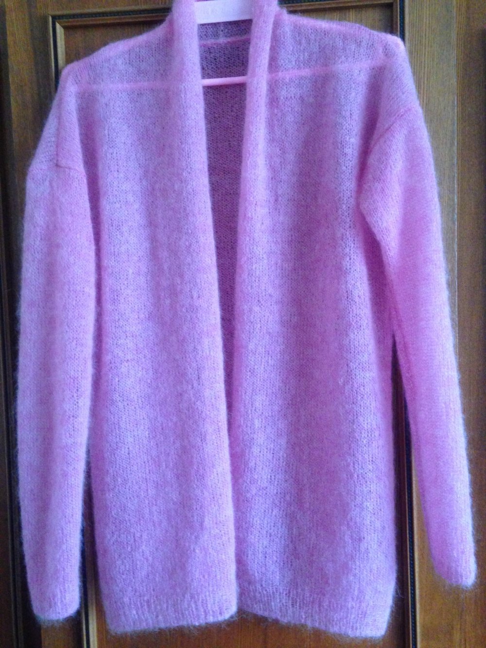 Вязаное мохеровое пальто