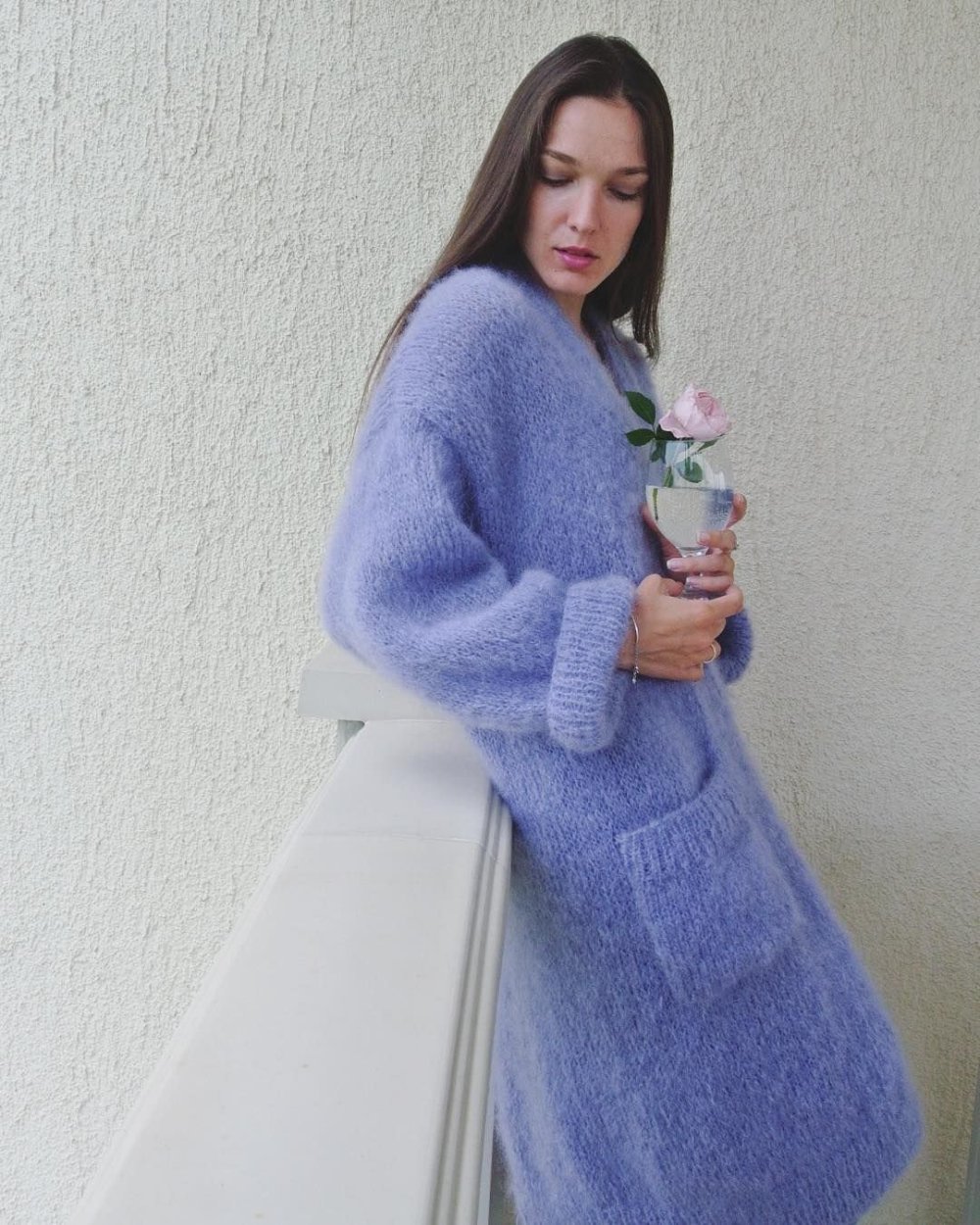 Пальто из драпа с мохером