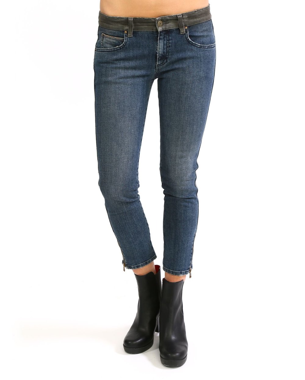 Джинсы с принтом молнии