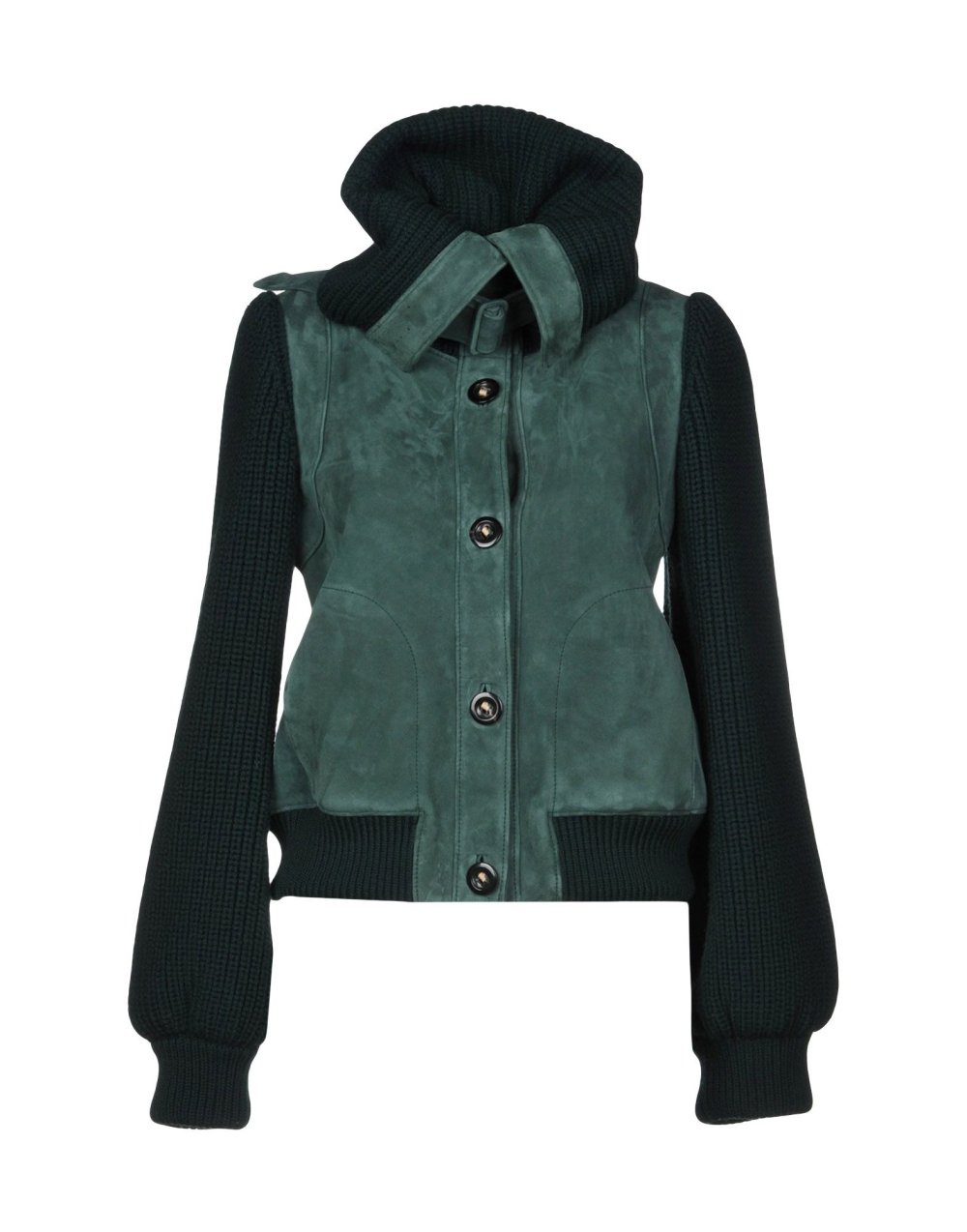 Куртка женская button черная с трикотажными рукавами