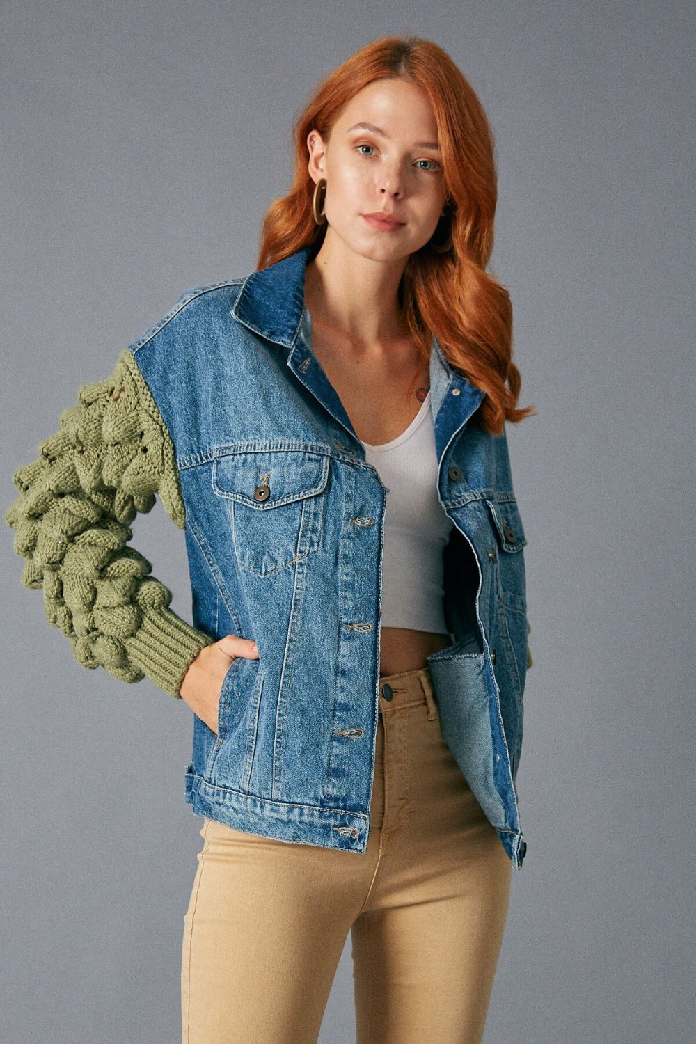 Moncler куртка с трикотажными рукавами