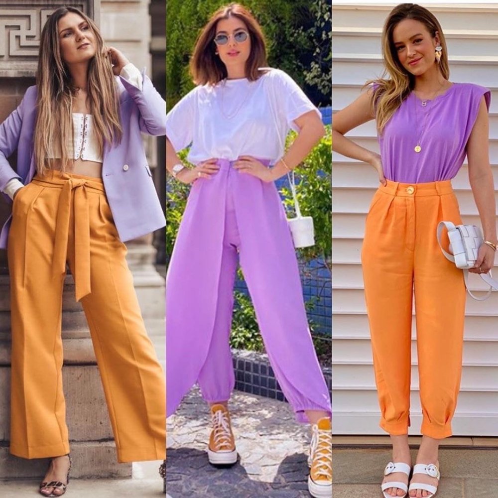 Темно сиреневые брюки