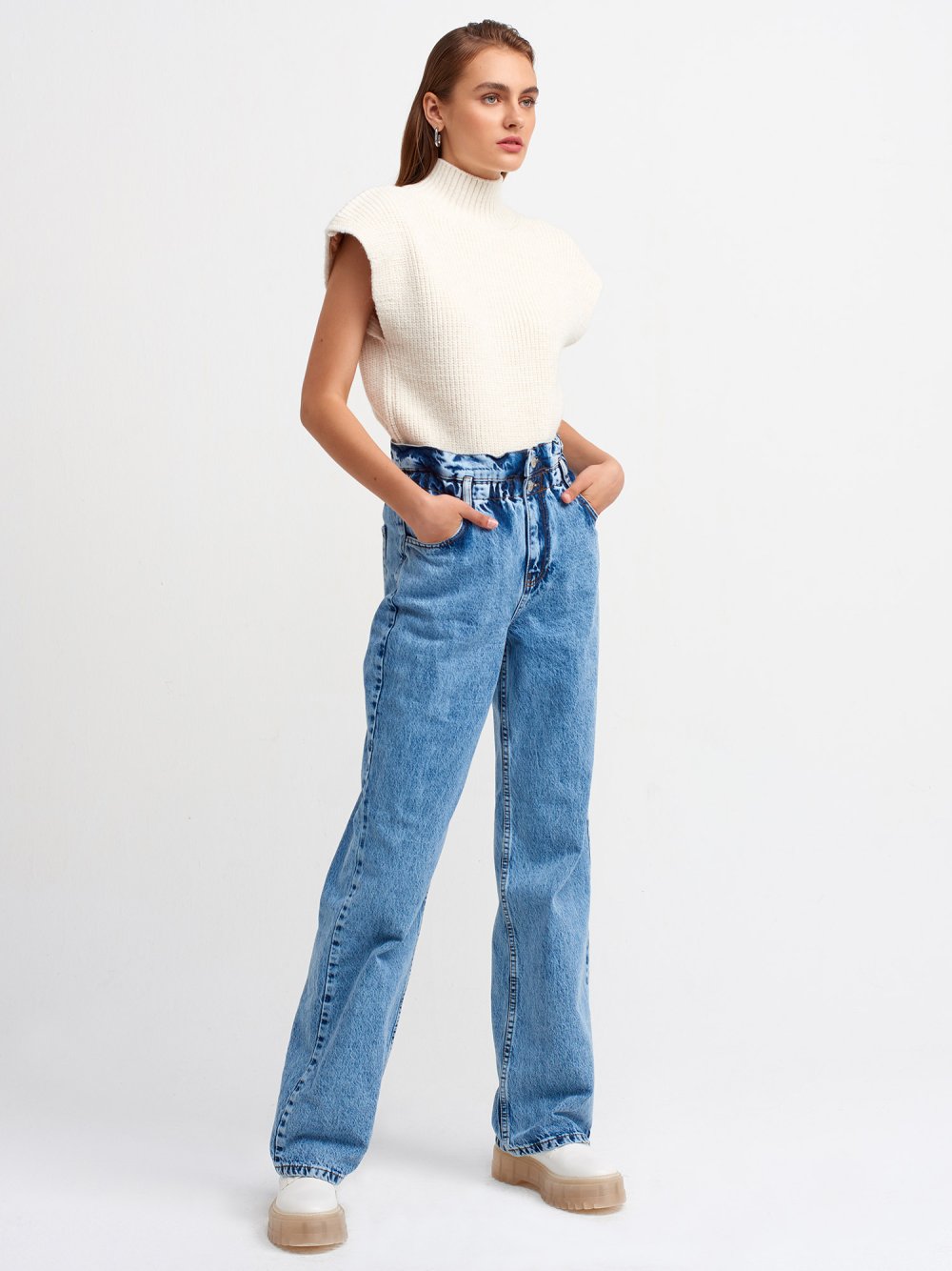 Брюки палаццо на полных девушках