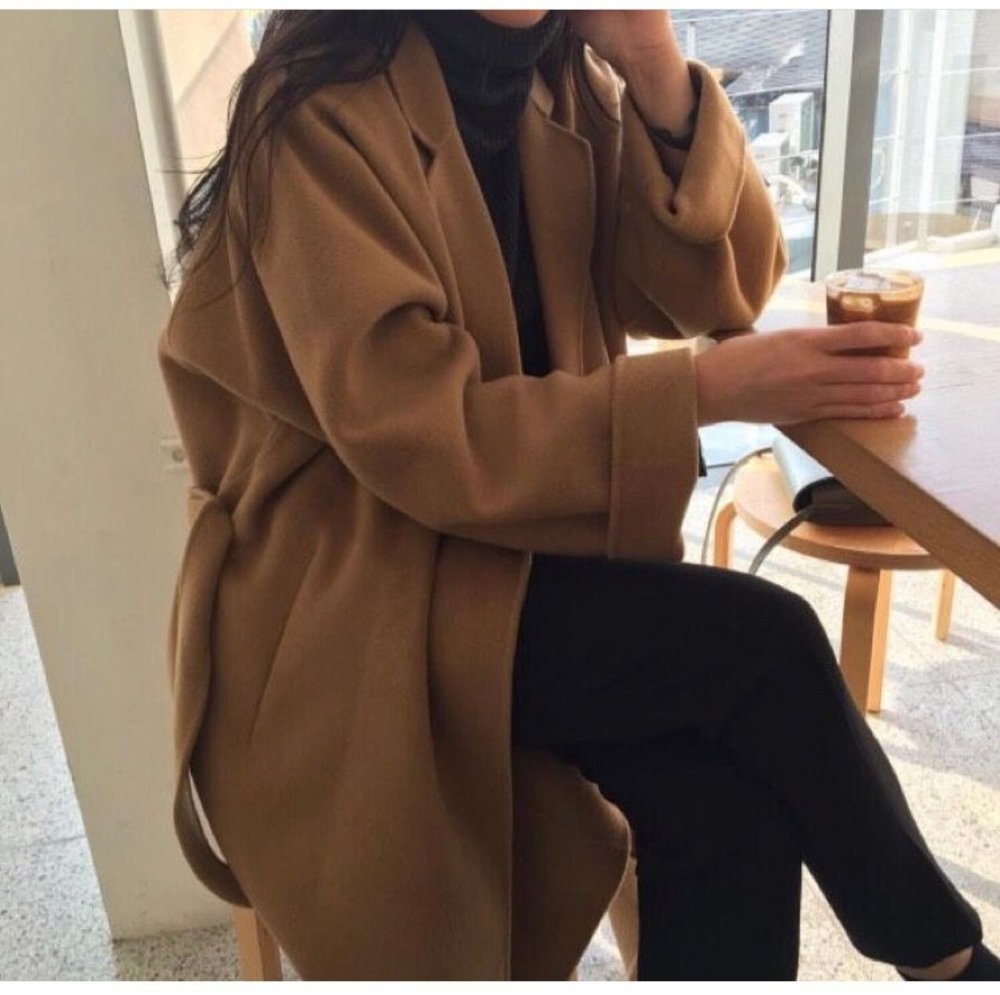 Черное пальто макси