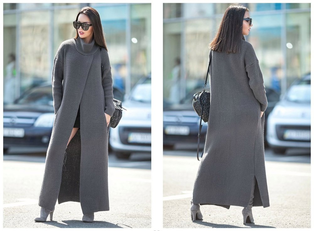 Длинное приталенное пальто