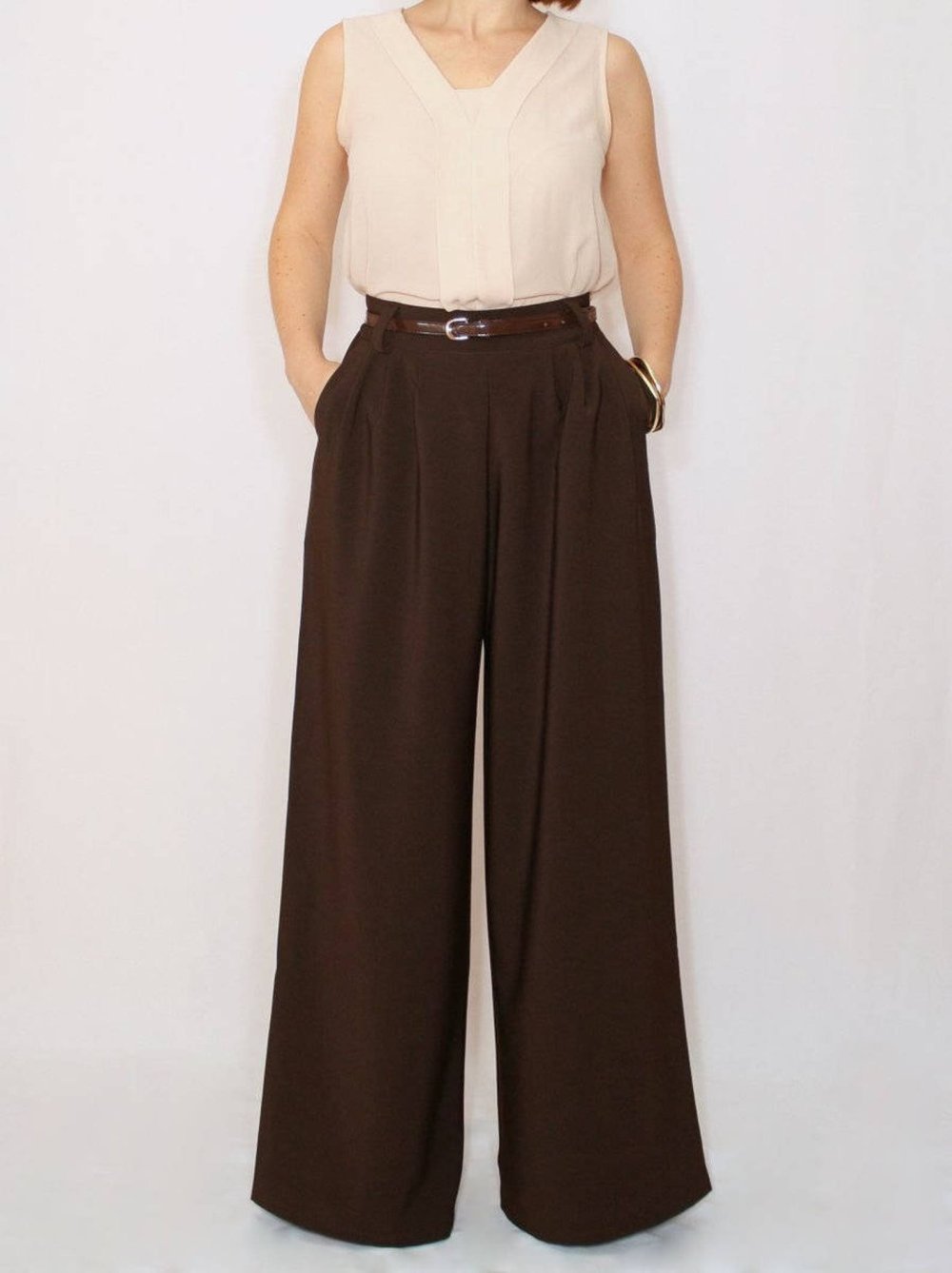 Брюки палаццо Зара горчичные