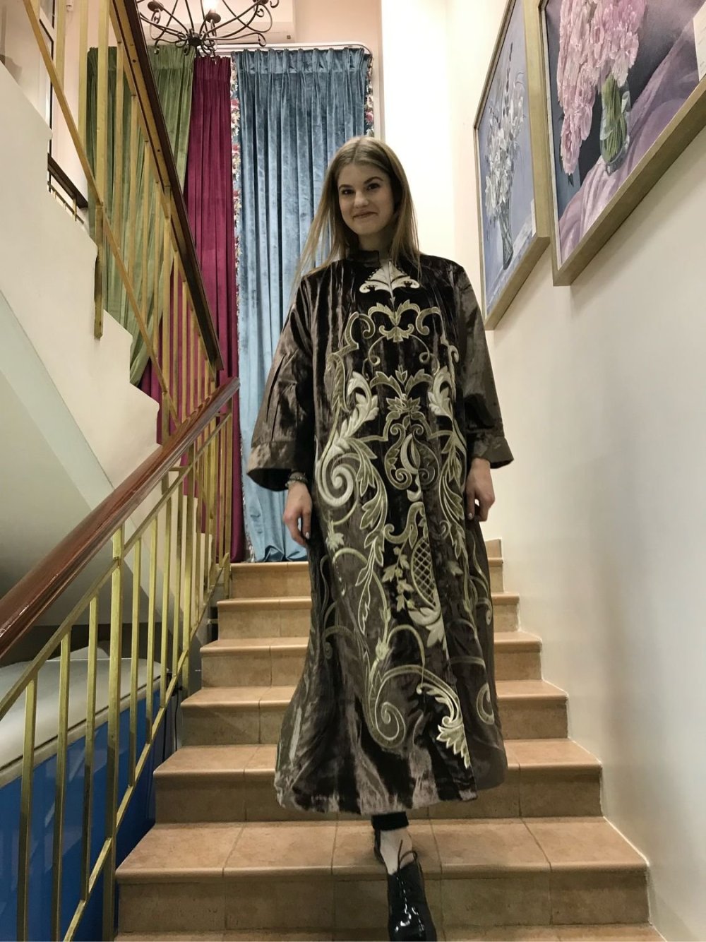 Платье панбархат на шифоне Кутюр