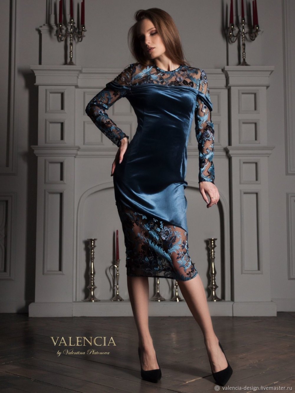 Zara платье бархат с вышивкой