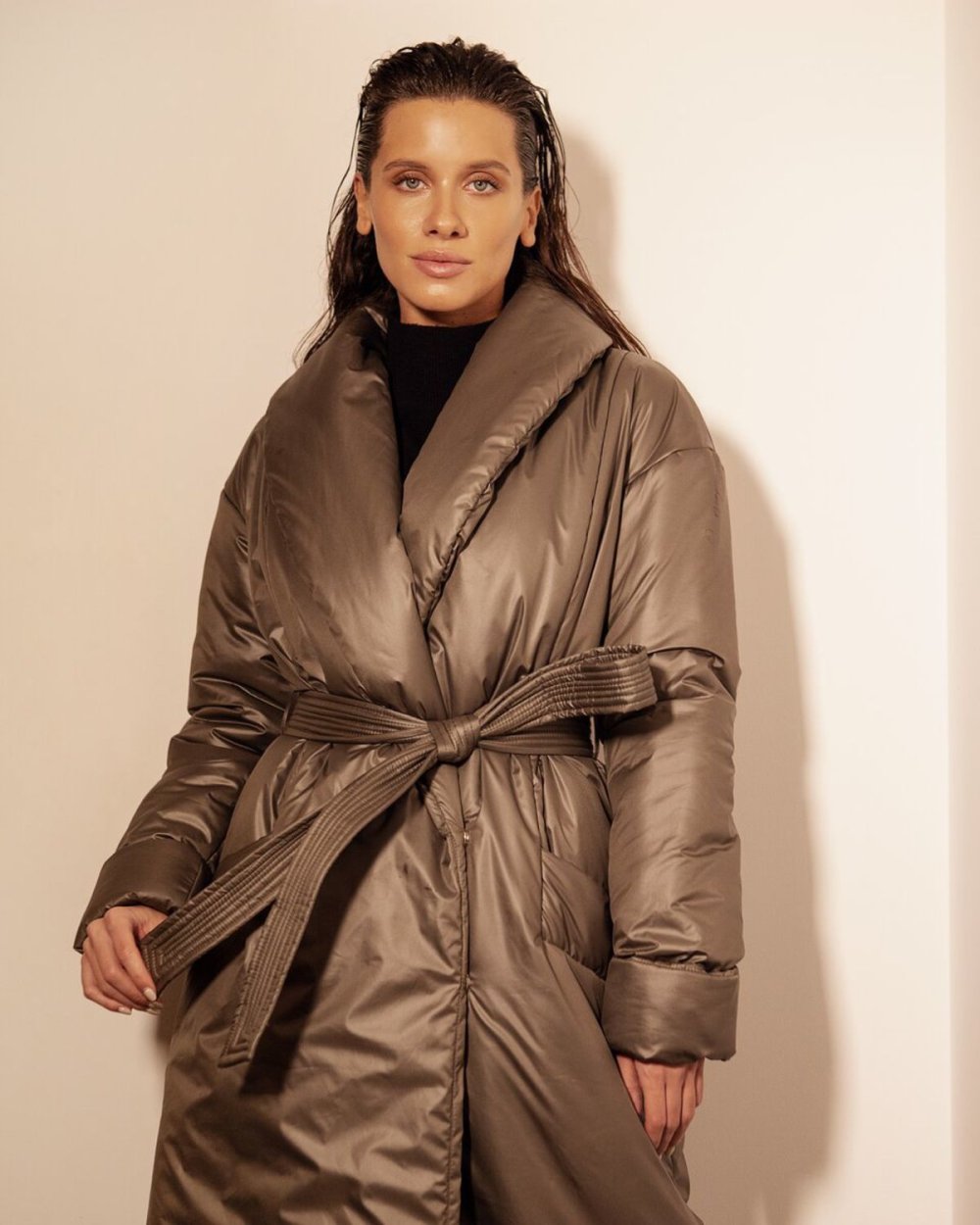 Тото кожаное пальто женское