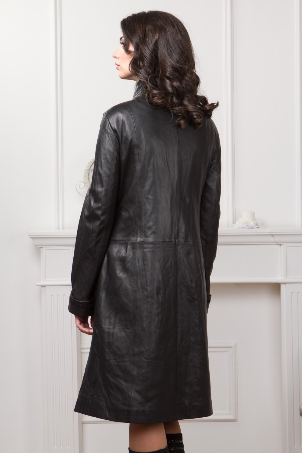 Кожаное пальто для полных женщин