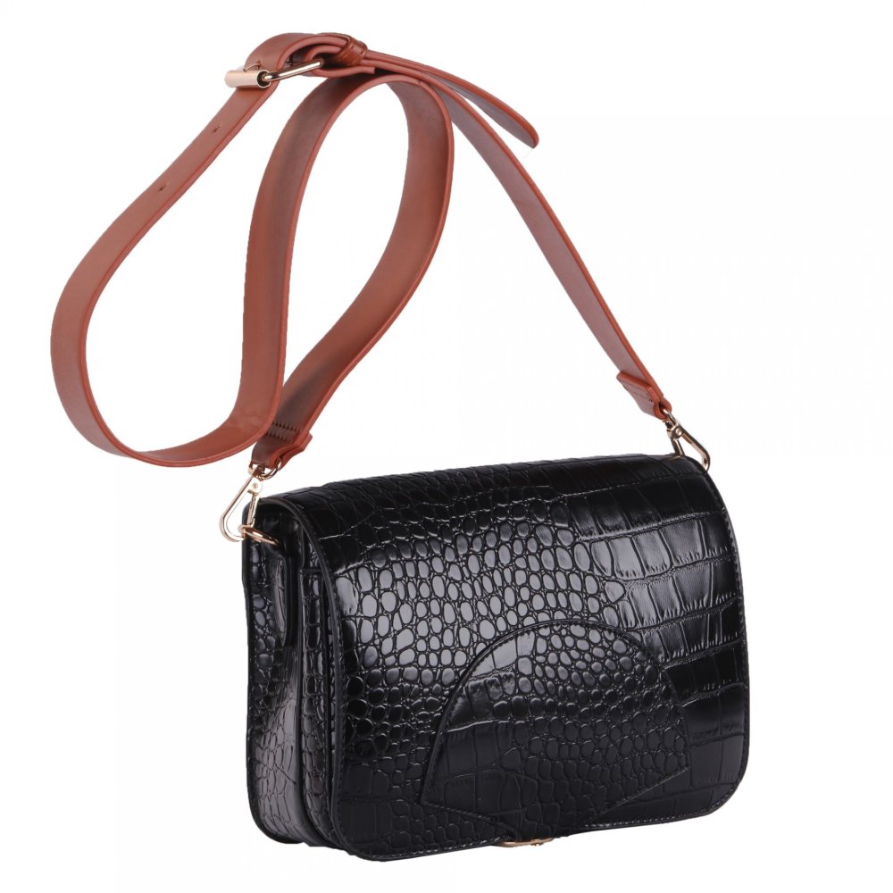 Сумка Pola женская черная кожаная через плечо