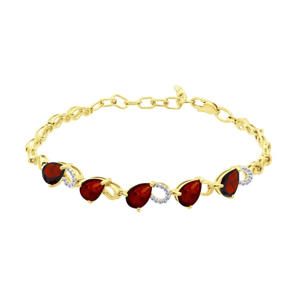 Золотой браслет с гранатом в золотом Прайд
