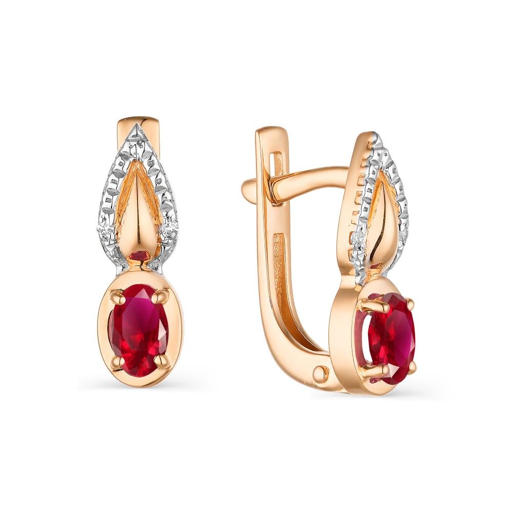 Серьги с рубином желтое золото