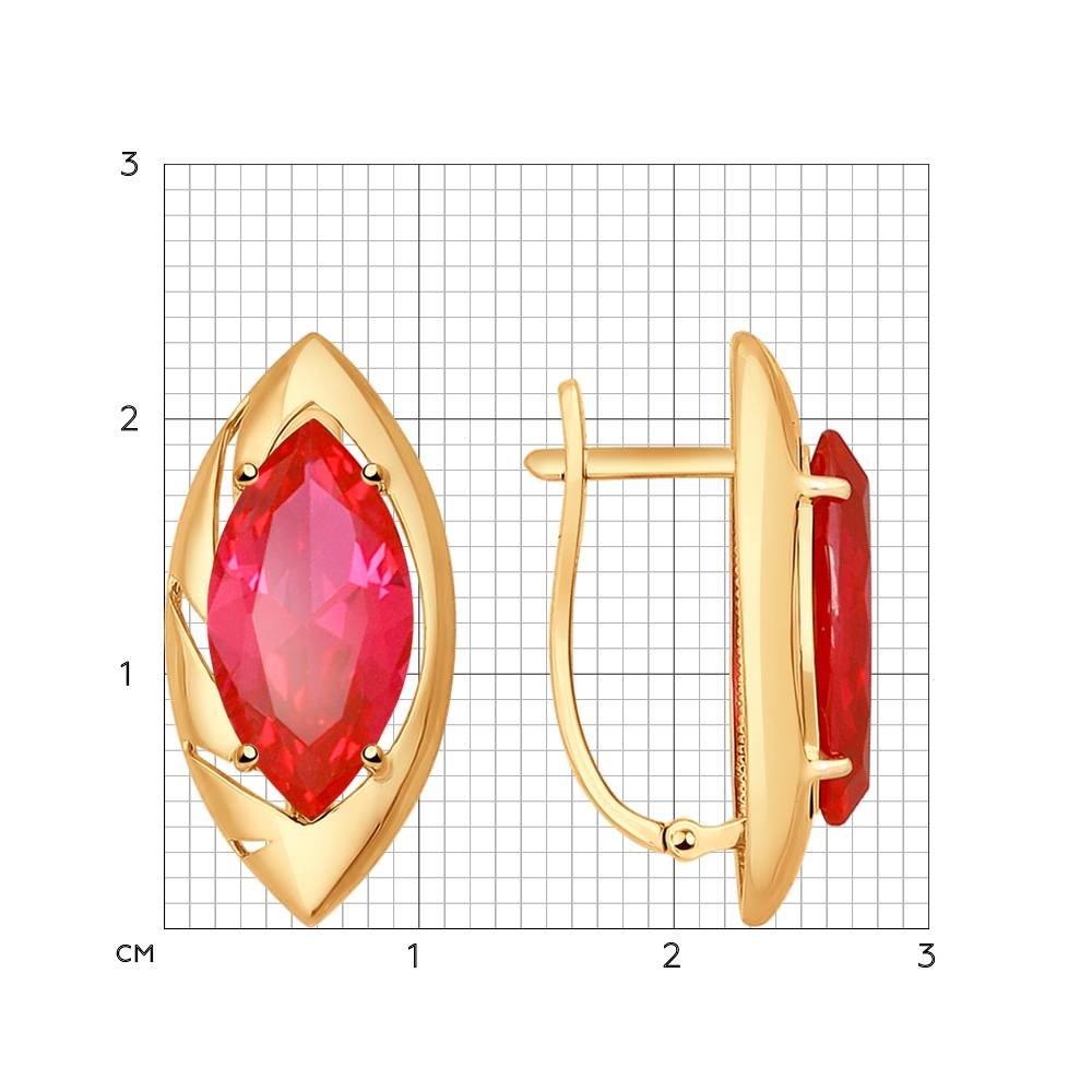 Серьги с рубином 585