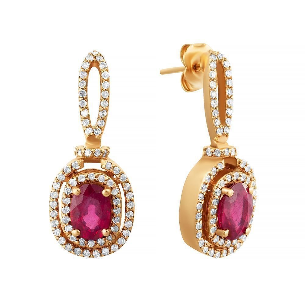 Серьги золотые 583 Корунд александрит