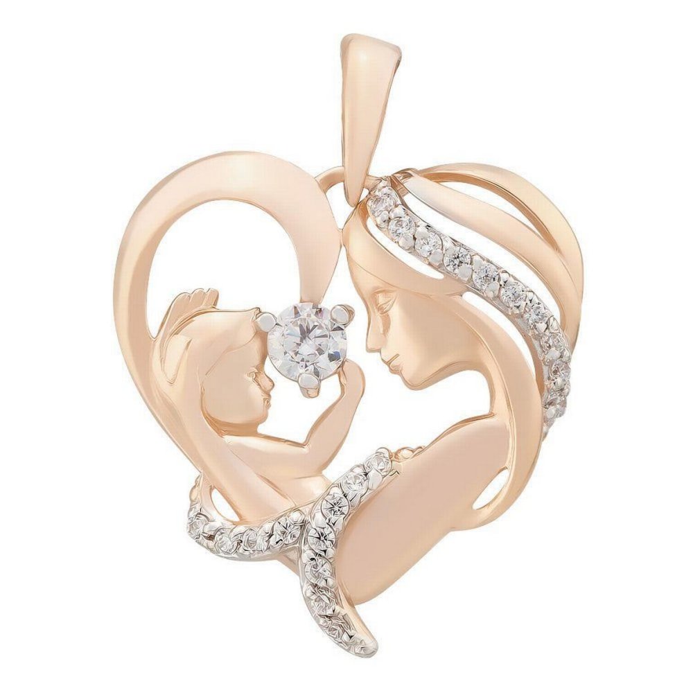 Подвеска “мать и дитя” из красного золота 585 без вставок