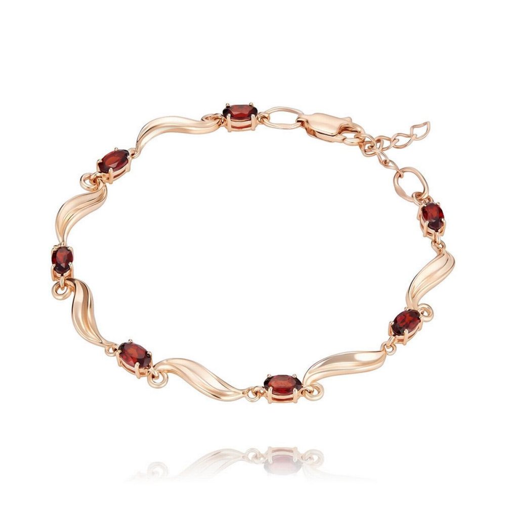 Браслет золотой женский с гранатом