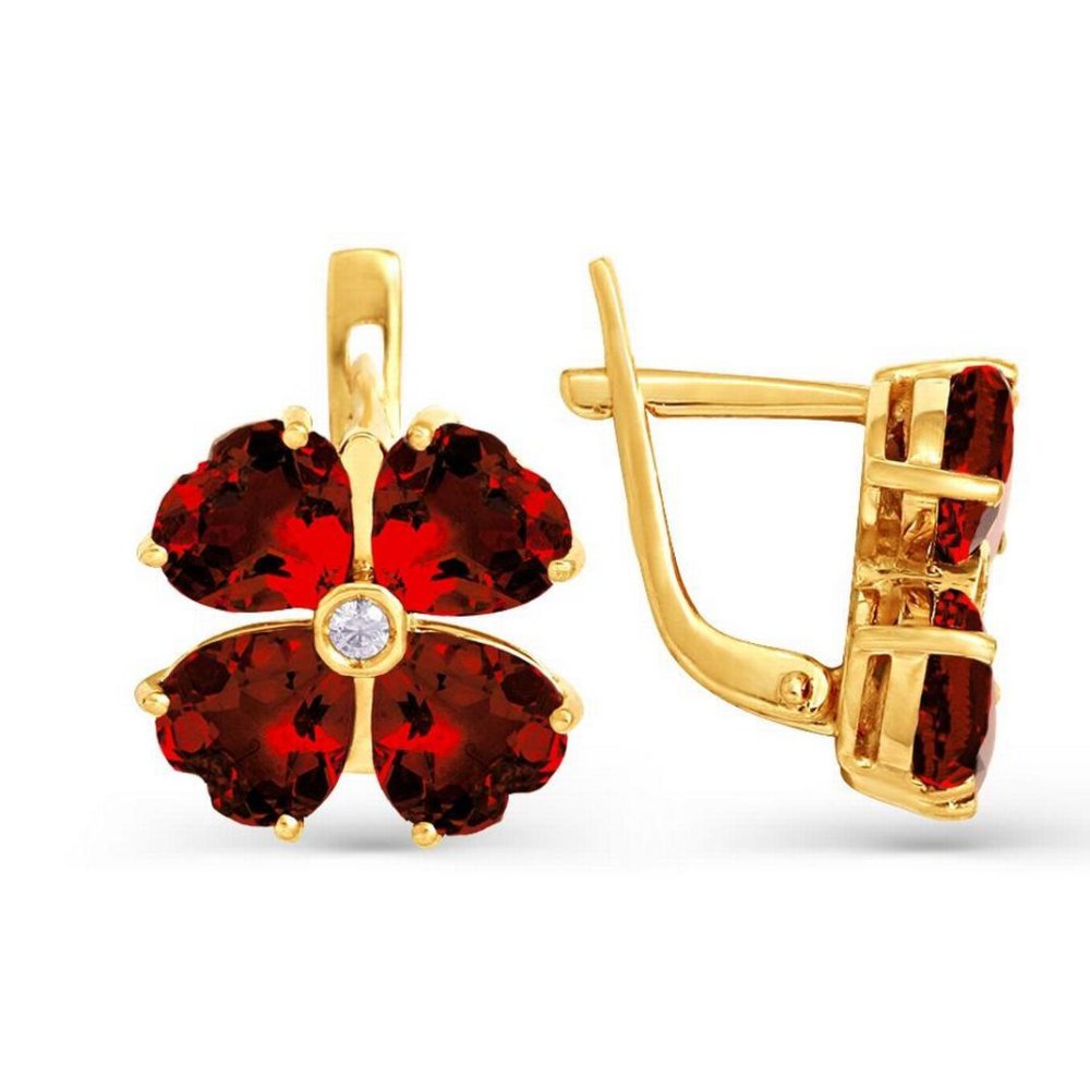 Серьги с рубином из золота 585