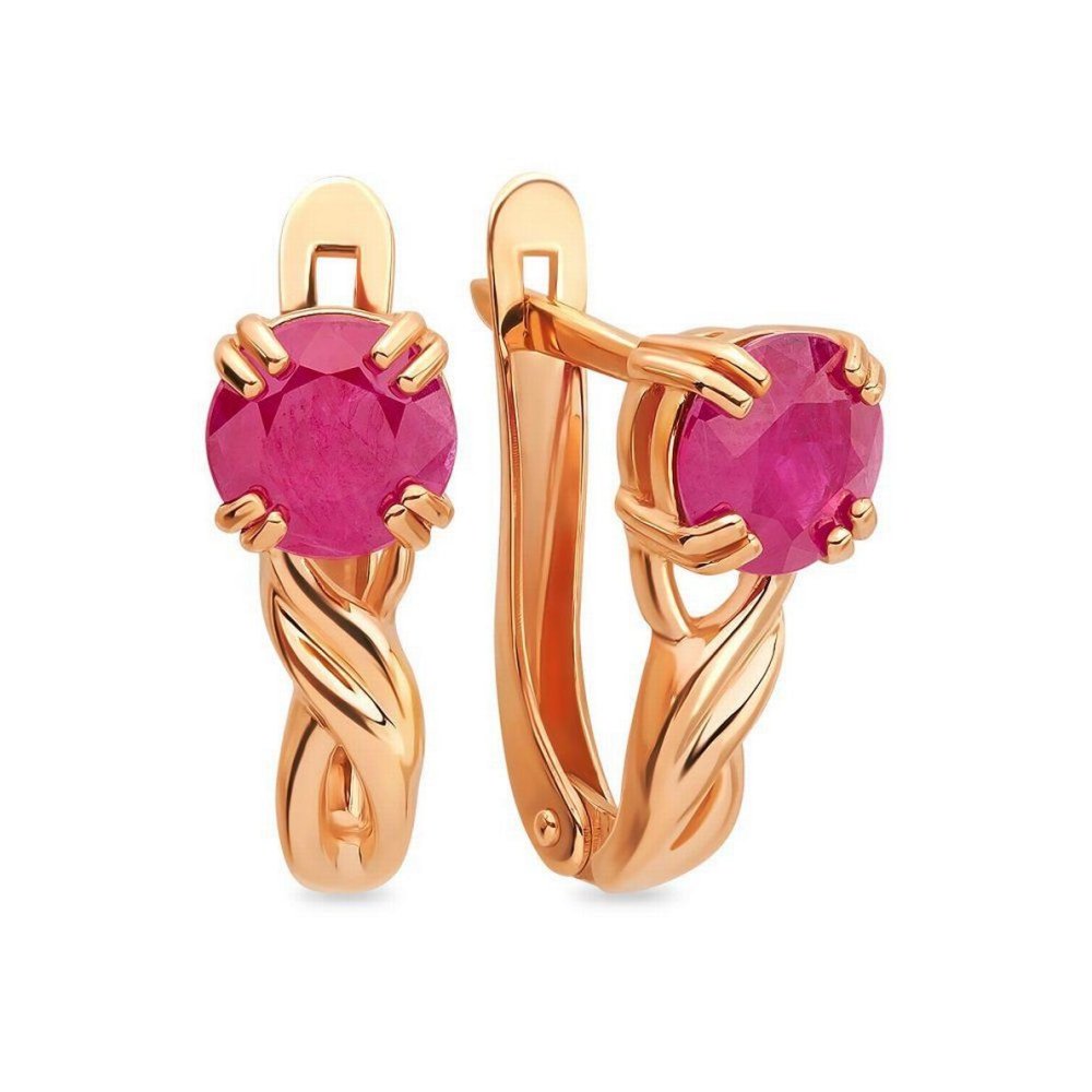 Советские золотые серьги 585 с рубином Корунд